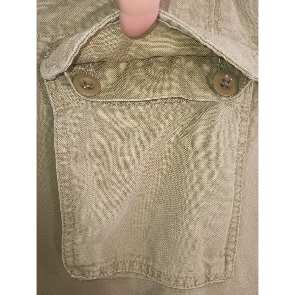 Gap Linen Cotton Canvas Straight Leg Roll Tab Utility Pants Drawstring Pocket 34 - Picture 13 of 16